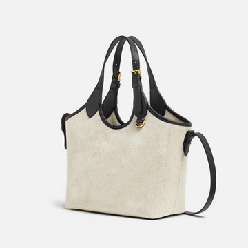 Bucket Tote Bag Beige & Black